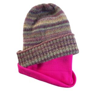 2 FOR 1 Jessica Simpson Knit Beanie Hat Multicolor Striped Winter One Size Women
